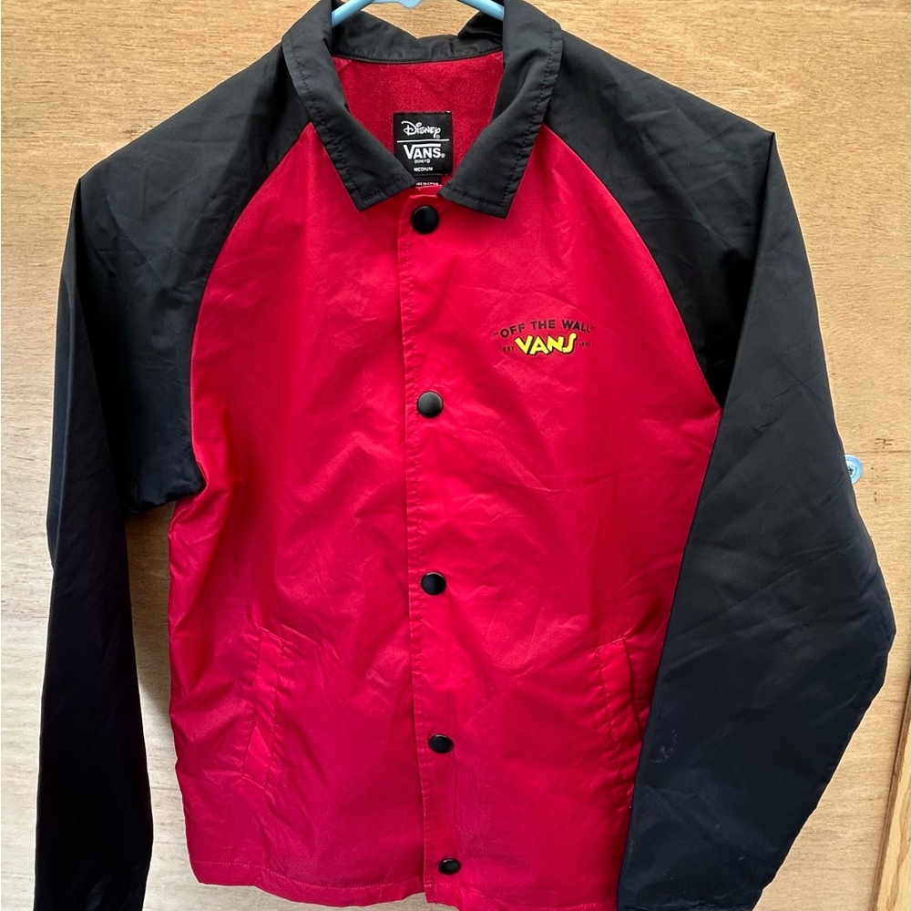 Disney Vans Mickey Mouse Red Windbreaker Button Up Size Medium